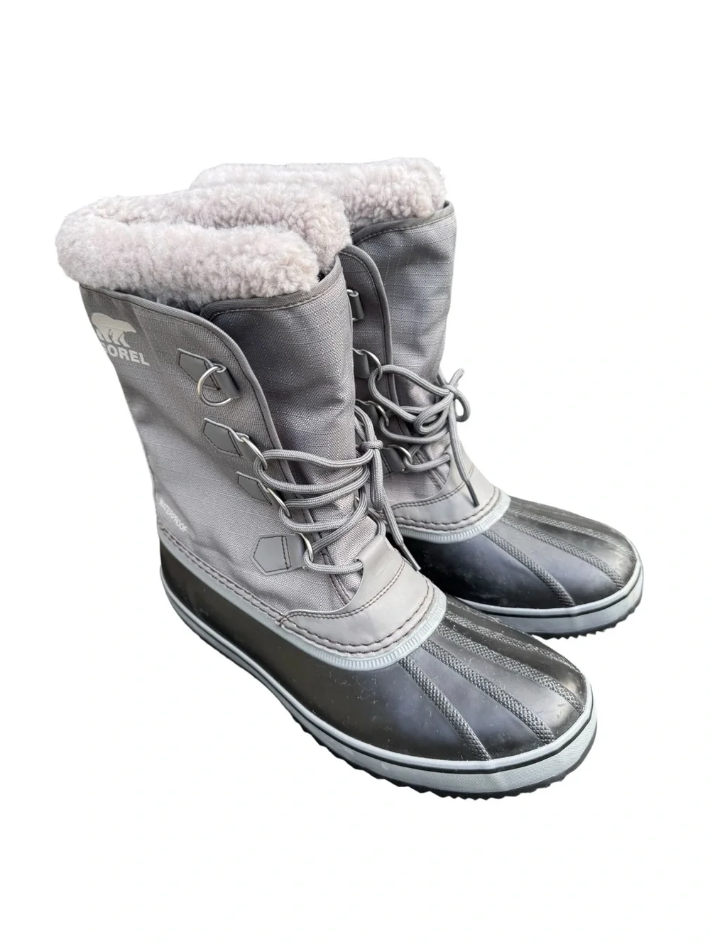 Sorel Men's 1964 Pac Nylon Waterproof Gray Black Winter Boots Size 12 NM5189-052